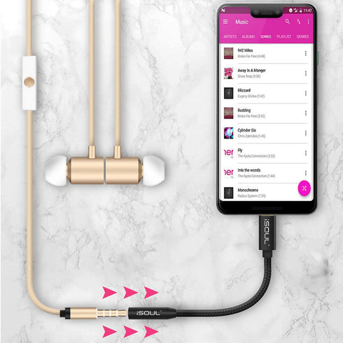 Nylon Braided USB Type C 3.1 to Audio Jack 3.5 OTG Adapter - TradeNRG UK