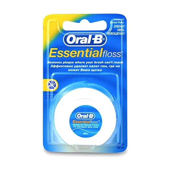 Oral-B 005012 Unwaxed Essential Floss 50m - Daily Dental Care - Dental Floss Gentle Pack - TradeNRG UK