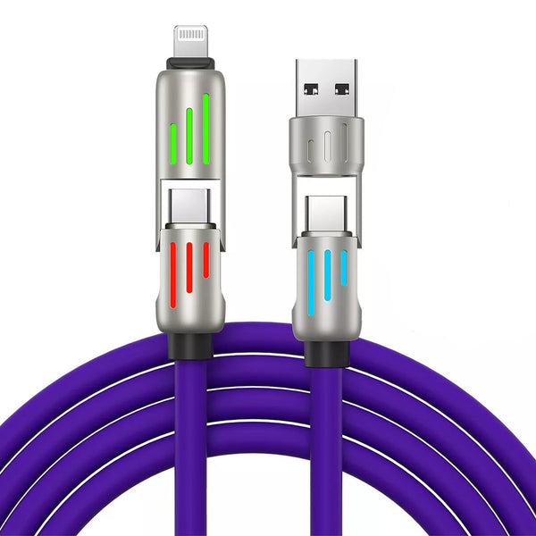 4-in-1 USB Fast Charging Cable 240W – USB-C, USB-A & USB-C Ports Universal iPhone, Samsung & Android