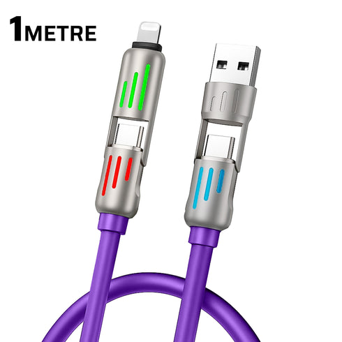 4-in-1 USB Fast Charging Cable 240W – USB-C, USB-A & USB-C Ports Universal iPhone, Samsung & Android