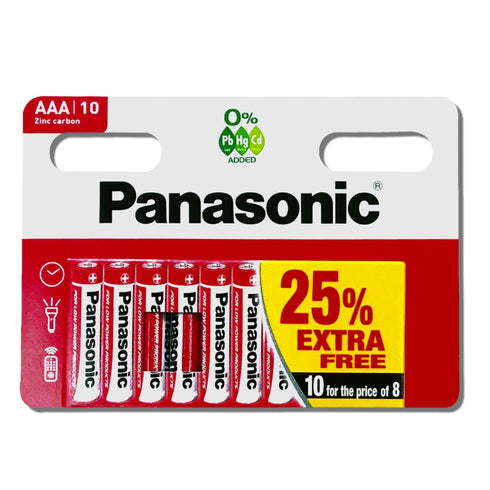 Panasonic AAA Battery MN2400 Zinc Carbon LR03 1.5V Long Expiry 2024 Pack of 10 - TradeNRG UK
