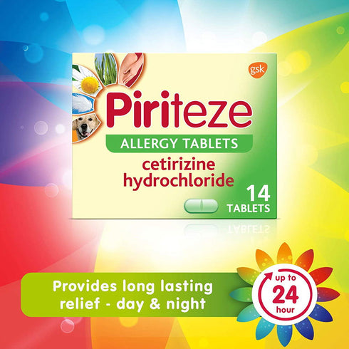 Piriteze Tablets Antihistamine Cetirizine Allergy Relief 14 Tablets - TradeNRG UK