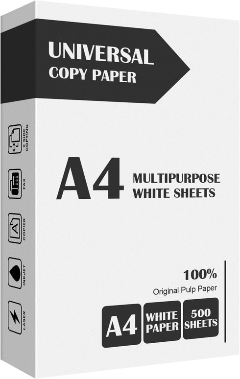 YUNJU A4 Copy Paper A4, Packs of 500 Sheets Printer Paper, Laser, Inkjet, Fax Paper White