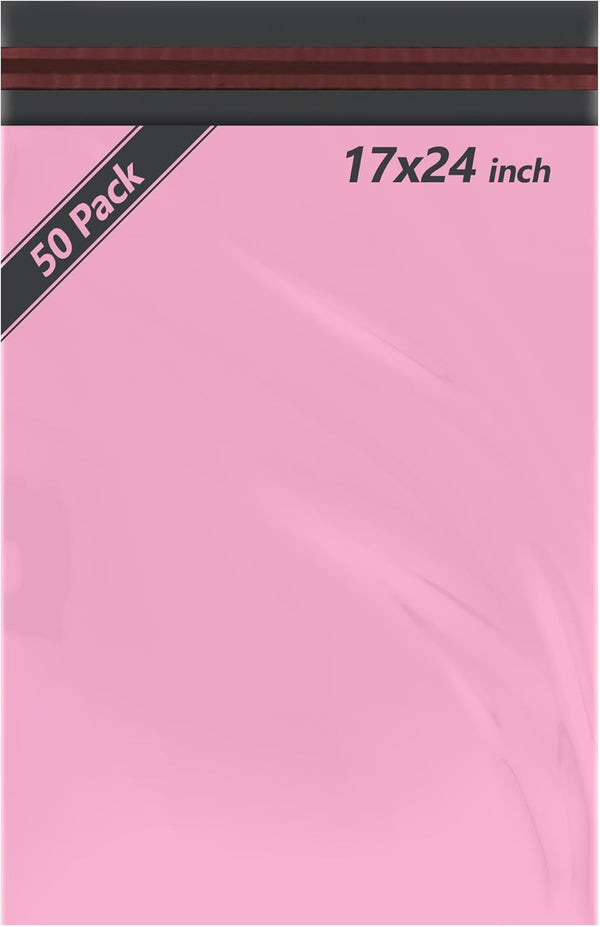 50pcs Baby Pink Parcel Bags, Postage Bags, Mailing Bags 17x24 Sizes 50 Pack Poly Postal Bags Self Seal iSOUL Large Mailing Bags Packaging Assorted Mailers Posting Shipping Post Bag Envelopes