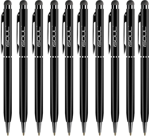iSOUL Stylus Pen Pack of 10, Compatible with iPad, iPhone, Samsung Galaxy & More, Black