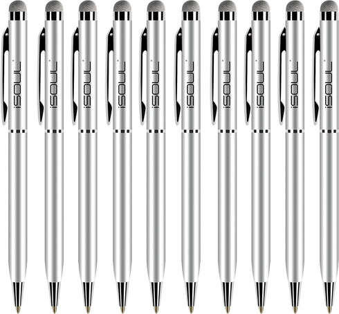 ISOUL Stylus Pen, Pack of 10, for Touch Screens, Compatible with Apple iPad, iPhone, Samsung Galaxy, Oneplus, Pixel, Mobile Phones & Tablets - Silver