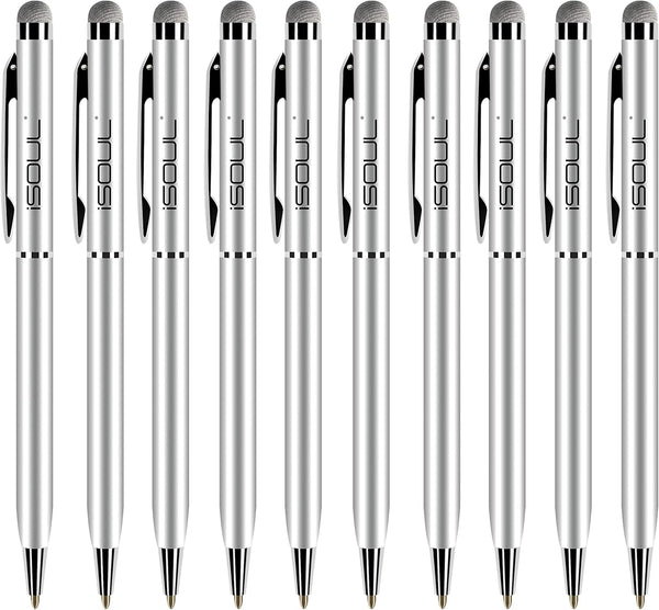 ISOUL Stylus Pen, Pack of 10, for Touch Screens, Compatible with Apple iPad, iPhone, Samsung Galaxy, Oneplus, Pixel, Mobile Phones & Tablets - Silver