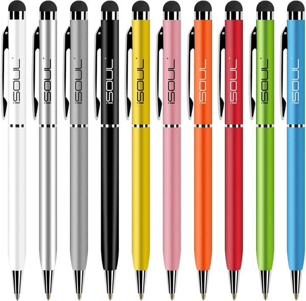 iSOUL Stylus Touch Pen, Pack of 10 for Touch Screens - Compatible With Apple iPad, iPhone, Samsung Galaxy, Oneplus, Pixel, Mobile Phones & Tablets - Rainbow