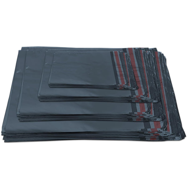100x Grey Mailing Bags - Assorted Sizes, 100% Recyclable Parcel Bags, Self-Seal Postage Bags for Clothes - Strong & Sealable Plastic Envelopes, Ideal for Large to Small Postal Packing Shipping Posting