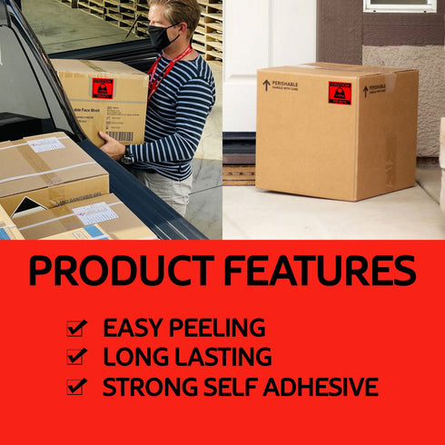 Red Warning Heavy-Duty Self-Adhesive Warning Labels for Secure Shipping - TradeNRG UK