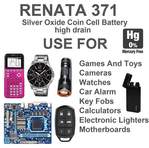 Renata 371 Watch Battery Swiss Made Silver 1.55V SR920SW in All Pack - TradeNRG UK