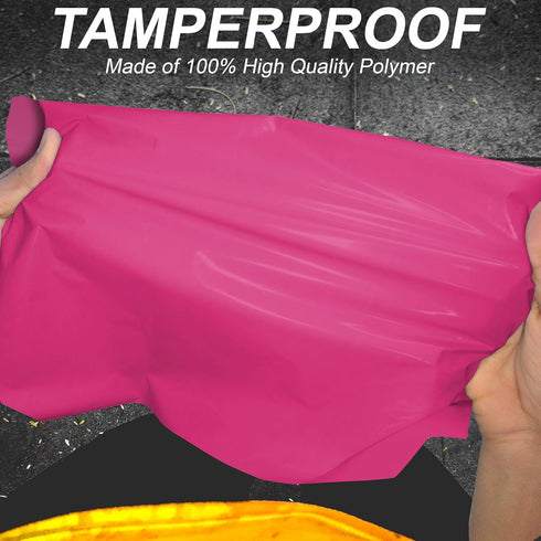 50 Mixed Size Pink Mailing Bags, Hot Pink, 5 Sizes Self Seal Strong Waterproof Poly Plastic Envelopes for Parcels, Packaging, Small, Medium, Large Mail, Shipping Courier Delivery Bags