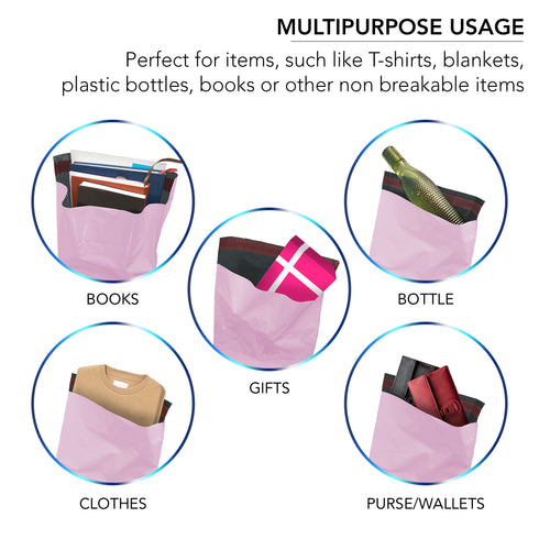 Pink Mailing Bags, iSOUL 50 Pcs Shipping Poly Postal Self Seal Bags in Size 12” x 16" Inch Small Postage Packaging Bags 305mm to 407mm