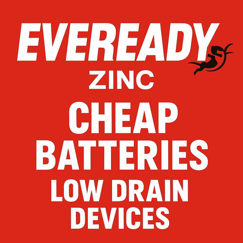 100x Eveready AA Zinc Carbon Batteries LR6 Super Heavy Duty MN1500 1.5V