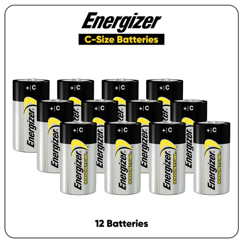 Energizer C Size Batteries 12 Pack LR14 EN93 Alkaline Batteries with Long-Lasting Power