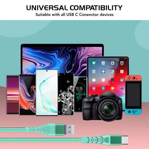 USB C Charger Cable Braided Fast Phone Charger Heavy-Duty Type C Charger Cable Long Lead 2m 3m - TradeNRG UK