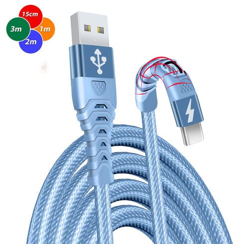 USB C Charger Cable Braided Fast Phone Charger Heavy-Duty Type C Charger Cable Long Lead 2m 3m - TradeNRG UK