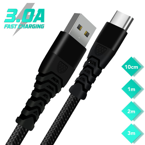 USB C Charger Cable Braided Fast Phone Charger Heavy-Duty Type C Charger Cable Long Lead 2m 3m - TradeNRG UK