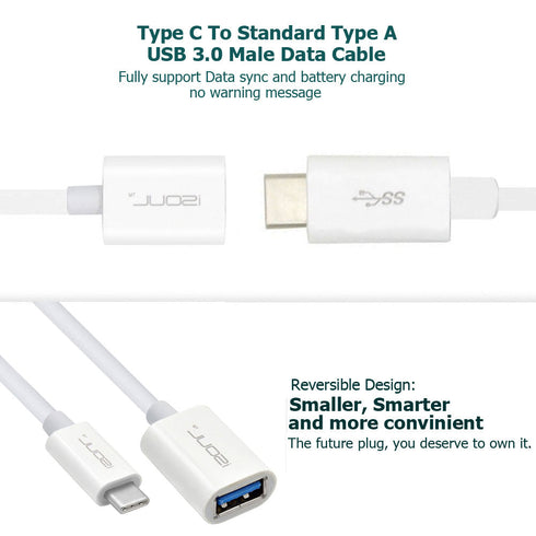 USB Type-C 3.1 Male To 3.0 Female Adapter O.T.G Data Sync Charge Cable - TradeNRG UK