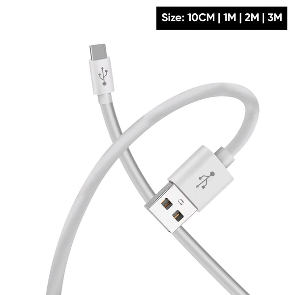 USB Type-C to USB-A 2.0 Male Cable | Charger Extension 10cm 1m 2m 3m - TradeNRG UK