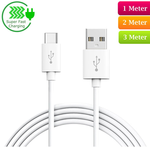 USB Type-C to USB-A 2.0 Male Cable | Charger Extension 10cm 1m 2m 3m - TradeNRG UK