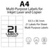 White Address Labels to Print - 21 Labels per Sheet - 64mm x 38mm - TradeNRG UK