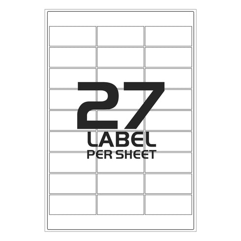 White Address Printer Labels - 27 Labels per Sheet - 64mm x 30mm - TradeNRG UK