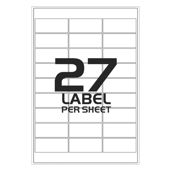 White Address Printer Labels - 27 Labels per Sheet - 64mm x 30mm - TradeNRG UK