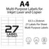 White Address Printer Labels - 27 Labels per Sheet - 64mm x 30mm - TradeNRG UK