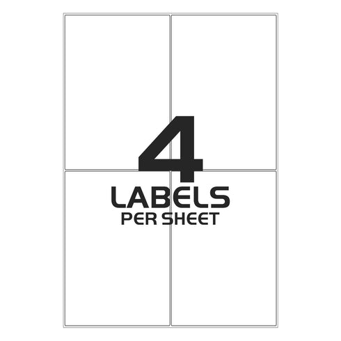 White Printer Labels - 4 Labels per Sheet - 139mm x 99mm - TradeNRG UK