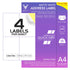 White Printer Labels - 4 Labels per Sheet - 139mm x 99mm - TradeNRG UK