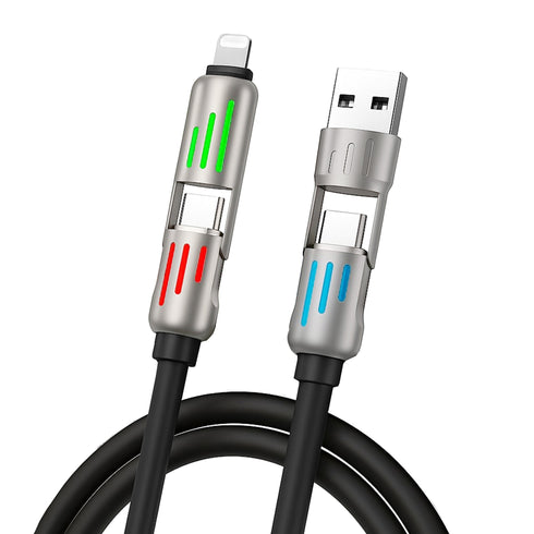 4-in-1 USB Fast Charging Cable 240W – USB-C, USB-A & USB-C Ports Universal iPhone, Samsung & Android