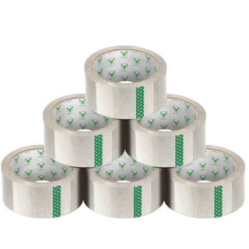 iSOUL Strong Heavy Duty Clear Packing Tape, 6 Rolls Pack, 48MM x 66M Each, 43 Micron Packaging Tape for Parcels, Boxes, Moving, Shipping & Secure Sealing