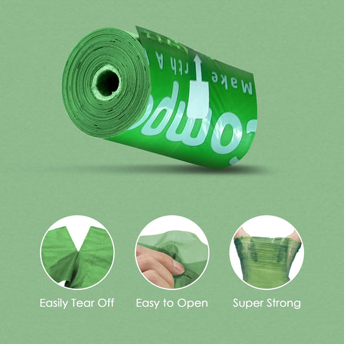 eCompostable Dog Poo Bags Biodegradable Poop Bags For Dogs Unscented Doggy Waste Bag 23x33cm Leak Proof Dog Cat litter Bags Green- Dog Poop Bags 8 Rolls - 120 Count - TradeNRG UK