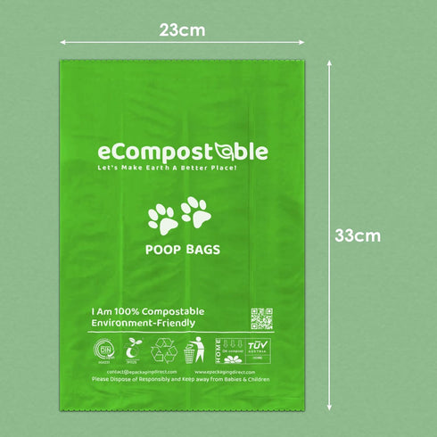 eCompostable Dog Poo Bags Biodegradable Poop Bags For Dogs Unscented Doggy Waste Bag 23x33cm Leak Proof Dog Cat litter Bags Green- Dog Poop Bags 8 Rolls - 120 Count - TradeNRG UK