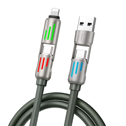 4-in-1 USB Fast Charging Cable 240W – USB-C, USB-A & USB-C Ports Universal iPhone, Samsung & Android