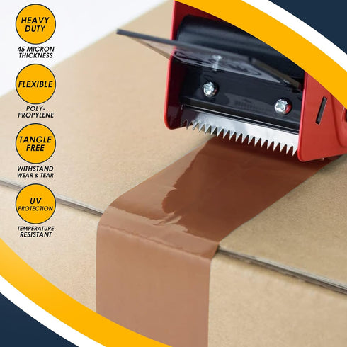 iSOUL Parcel Tape, 6 Rolls Packing Tape - Low Noise, Strong Heavy Duty Brown Tape, 48mm x 66m; Ideal For Packaging Moving Boxes
