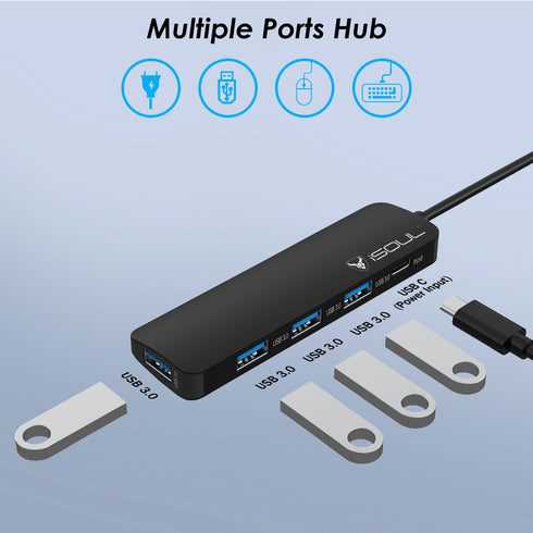iSOUL 4-Port USB 3.0 Data Hub High-Speed Multi-Port USB-C Hub - TradeNRG UK