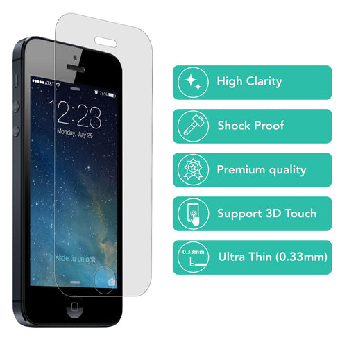 iSOUL Screen Protector for iPhone 5 / 5s / 5c / SE 1st gen Tempered Glass - TradeNRG UK