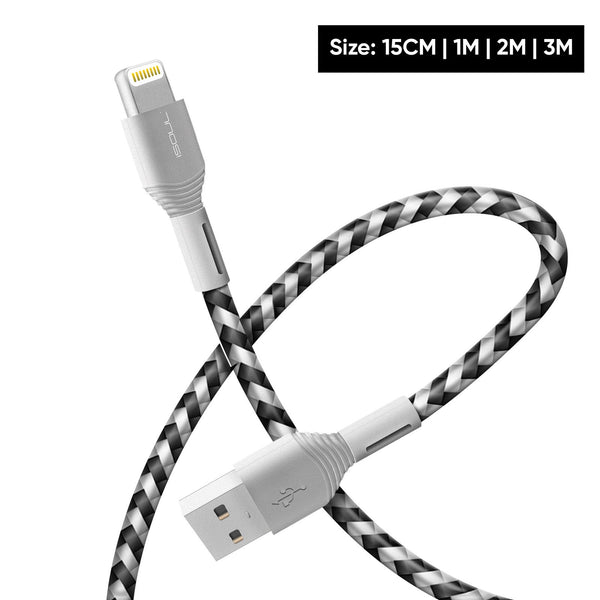 iSOUL iPhone Nylon Braided Lightning Charging Data Cable Fast Sync - TradeNRG UK