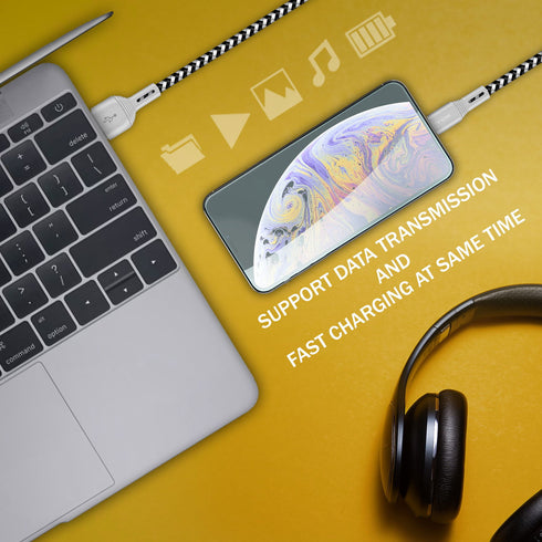 iSOUL iPhone Nylon Braided Lightning Charging Data Cable Fast Sync - TradeNRG UK