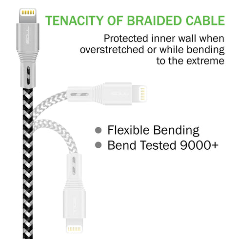 iSOUL iPhone Nylon Braided Lightning Charging Data Cable Fast Sync - TradeNRG UK