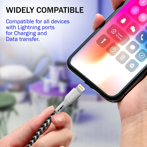 iSOUL iPhone Nylon Braided Lightning Charging Data Cable Fast Sync - TradeNRG UK