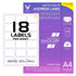 Sticky Labels for Printer - 18 Printer Labels per Sheet - 63mm x 47mm