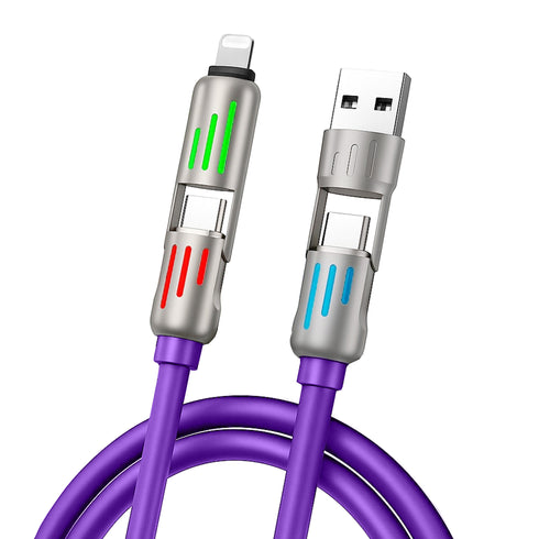 4-in-1 USB Fast Charging Cable 240W – USB-C, USB-A & USB-C Ports Universal iPhone, Samsung & Android