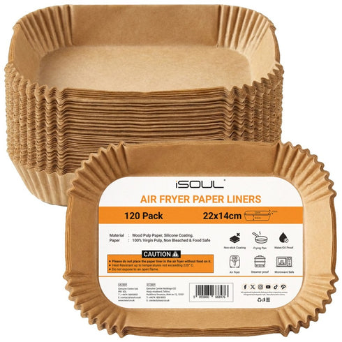 iSOUL Air Fryer Liners Rectangular Air Fryer Disposable Paper Liners 120 Pack