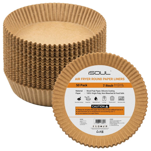 iSOUL Air Fryer Liners 7.9 inch Round Air Fryer Disposable Parchment Liner 50 Pc