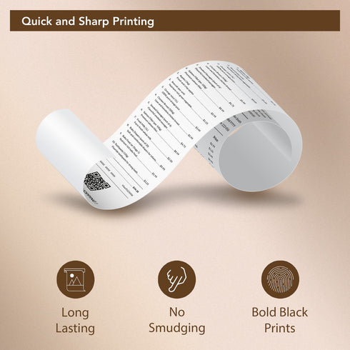 eCompostable Till rolls 57x40 thermal till rolls, 70 GSM thick Card machine Roll