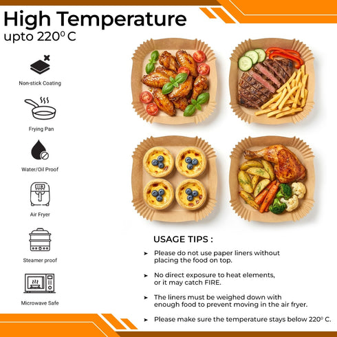 iSOUL Air Fryer Liners 7.9 inch Square Air Fryer Disposable Parchment Liners 50