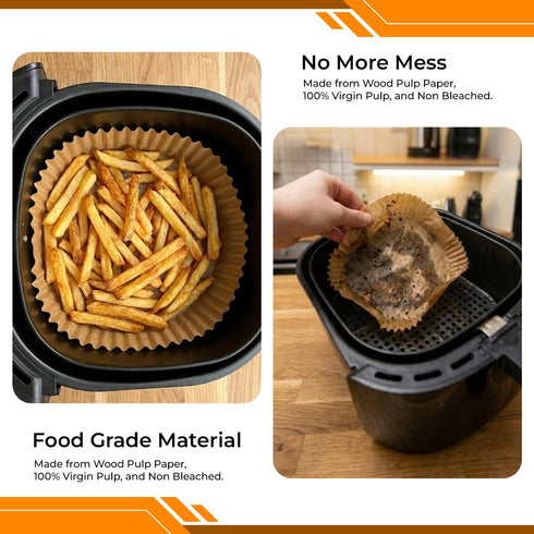 iSOUL Air Fryer Liners 7.9 inch Square Air Fryer Disposable Parchment Liners 50